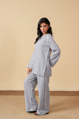 Grey Stripes Seersucker Co-Ord Set